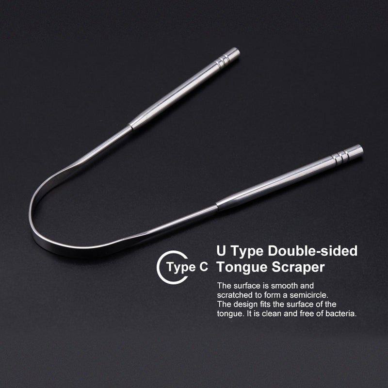 3 Piece Stainless Steel Oral Tongue Cleaner Silver 15 x 3 x 4.9cm