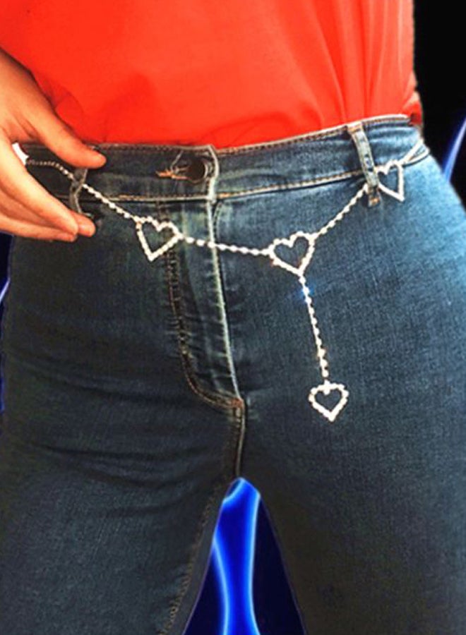 Generic - Rhinestone Heart Pendant Belly Chain Gold - Image 1