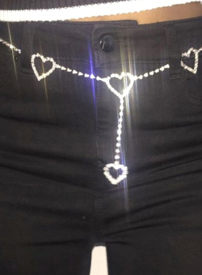 Generic - Rhinestone Heart Pendant Belly Chain Silver - Image 1