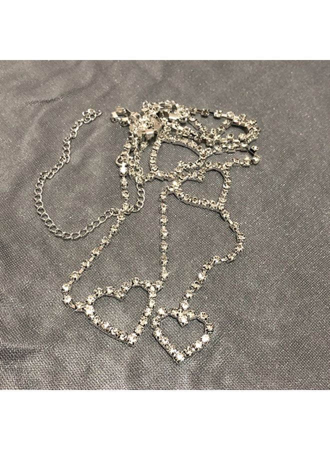 Generic - Rhinestone Heart Pendant Belly Chain Gold - Image 1