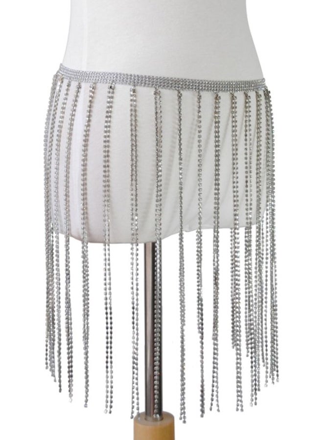 Generic - Rhinestone Tassel Waist Belly Chain Silver - Image 1