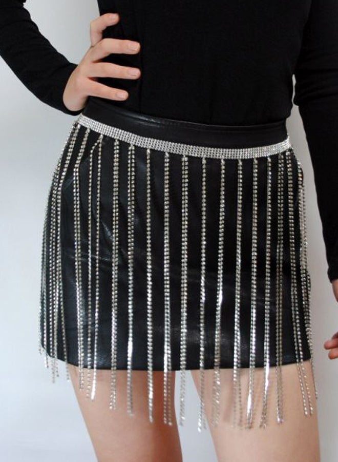 Generic - Rhinestone Tassel Waist Belly Chain Silver - Image 1