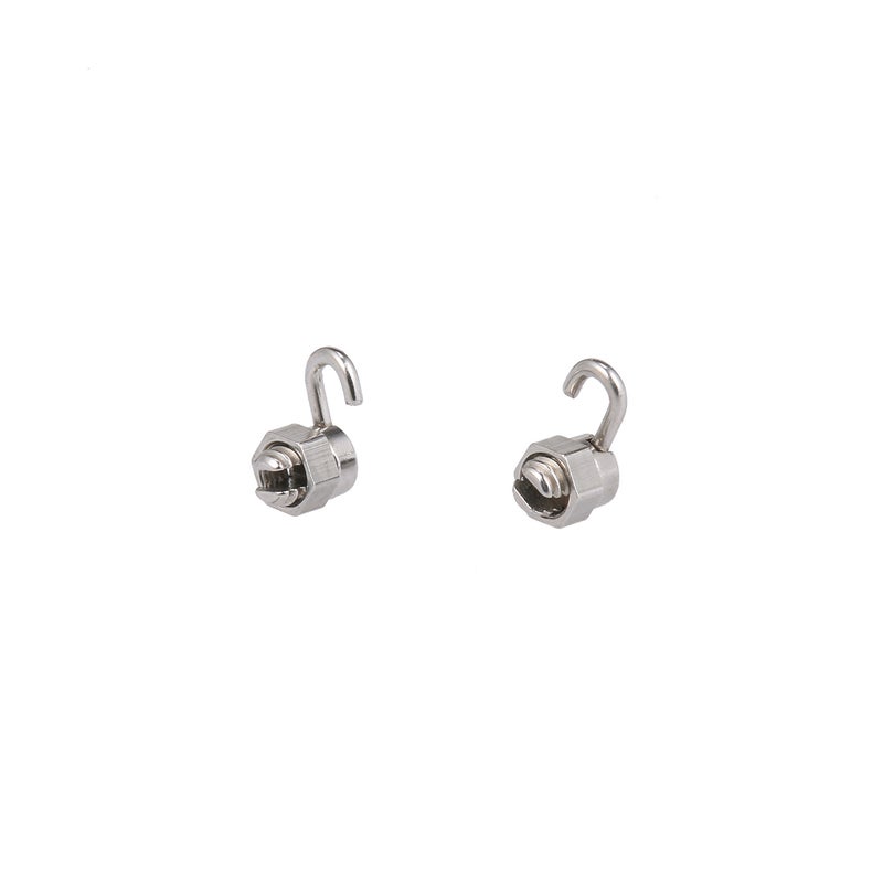Generic - 10 Piece Orthodontic Crimpable Hook Stops Lock Left And Right With Instrument Dental Supply Silver 7.5 x 0.5 x 5.5cm - Image 1