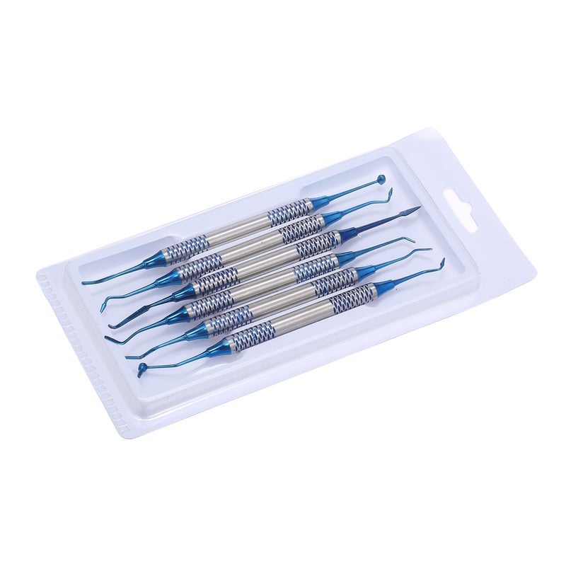 Generic 6 Piece Dental Composite Resin Filling Spatula Titanium Plated Head Filler Set Blue 27.2 x 1 x 15.1cm  - Image 2