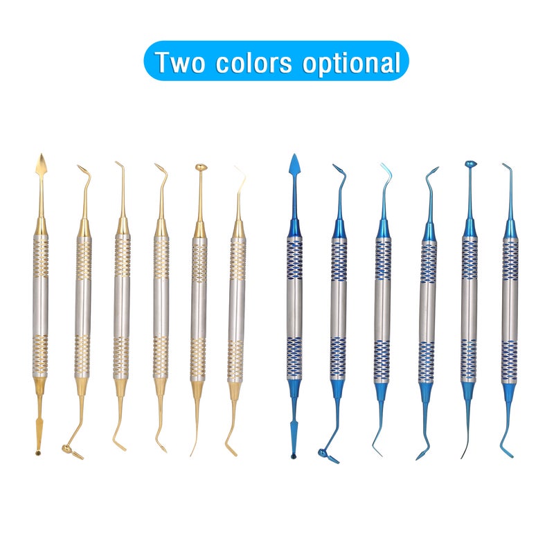 Generic 6 Piece Dental Composite Resin Filling Spatula Titanium Plated Head Filler Set Blue 27.2 x 1 x 15.1cm  - Image 4