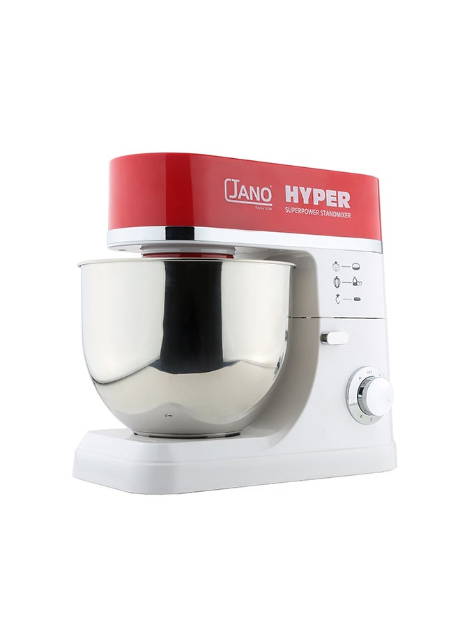 Electric Hyper Stand Mixer 7 L 1200 W JN1210 Red/White/Silver