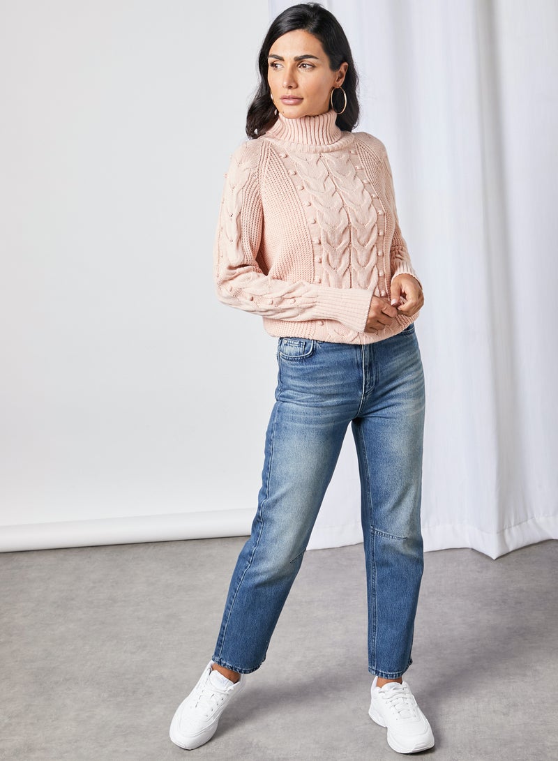 trendyol - High Waist Cropped Straight Jeans Blue - Image 1