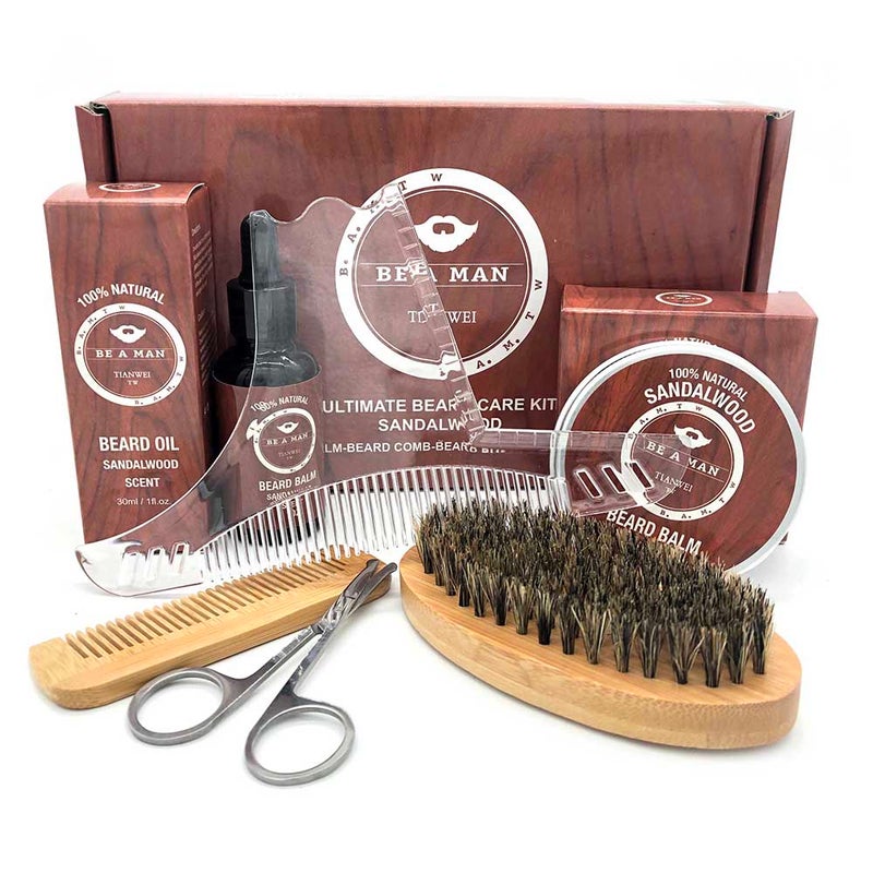 Generic - 6-Piece Beard Grooming Care Kit For Men Brown 21.5X4X12.5cm - Image 1