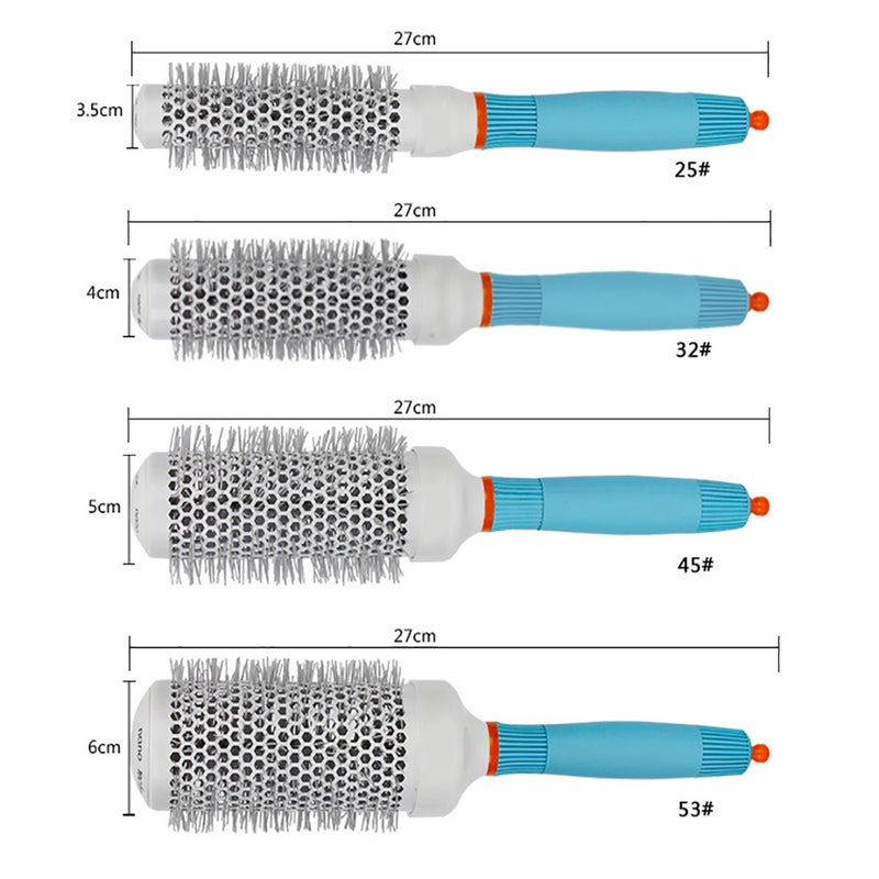 Round Blow Drying Hair Brush With Antistatic Bristle Silver / Blue 27X6X6cm