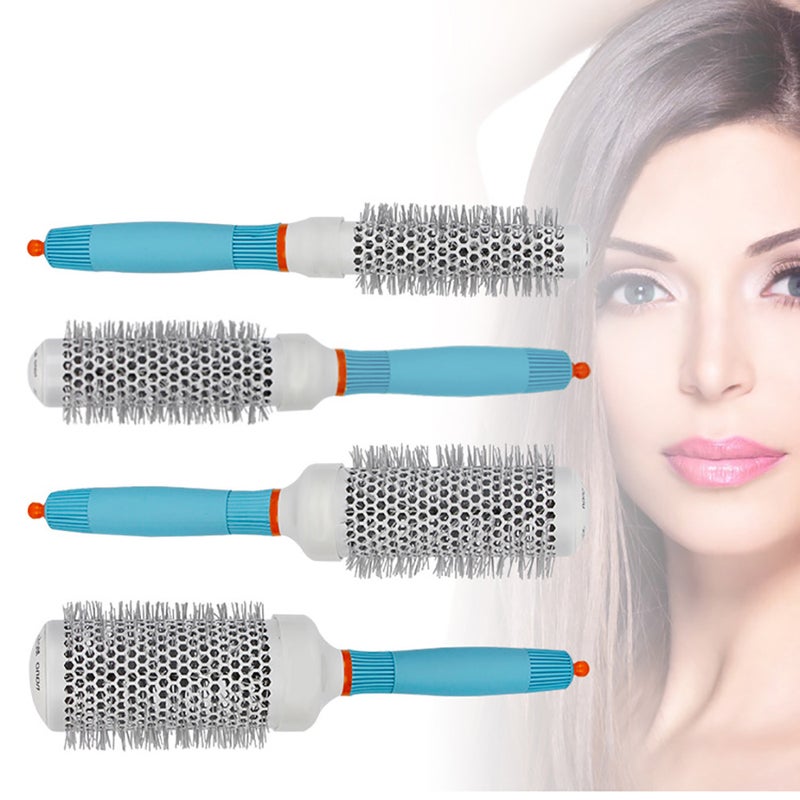 Round Blow Drying Hair Brush With Antistatic Bristle Silver / Blue 27X6X6cm