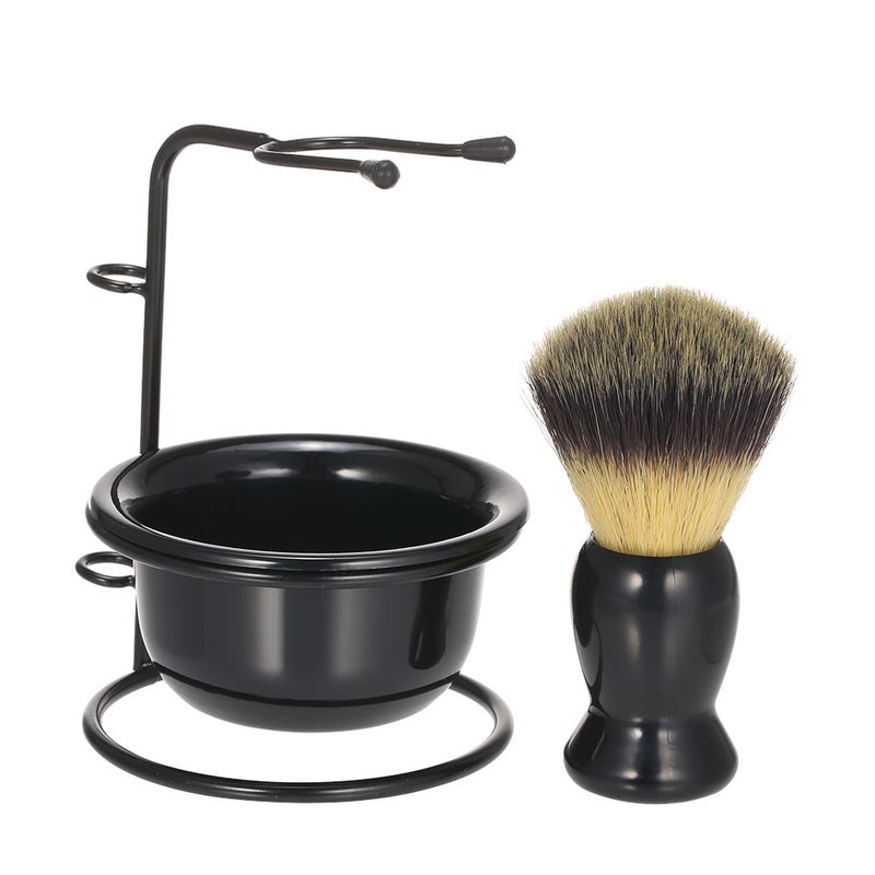 Shaving Brush Stand And Bowl Set Black 14X8.7X10.5cm - Image 1