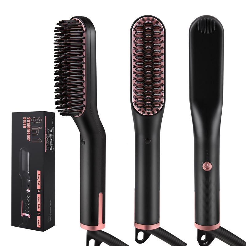 Generic 3-in-1 Hair Straightening Brush Black 26.4X5.2X8.2cm  - Image 1