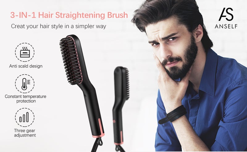 Generic 3-in-1 Hair Straightening Brush Black 26.4X5.2X8.2cm  - Image 2