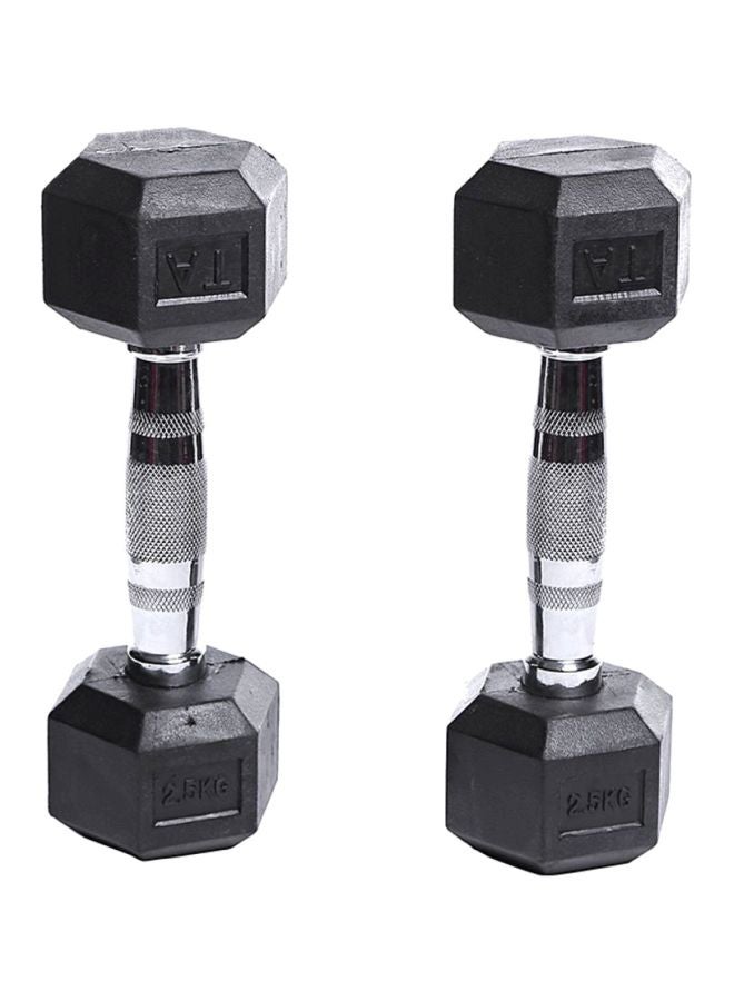 TA SPORTS 2-Piece Rubber Hexagonal Dumbbells Set 2x2.5 Kg 2x2.25kg  - Image 1