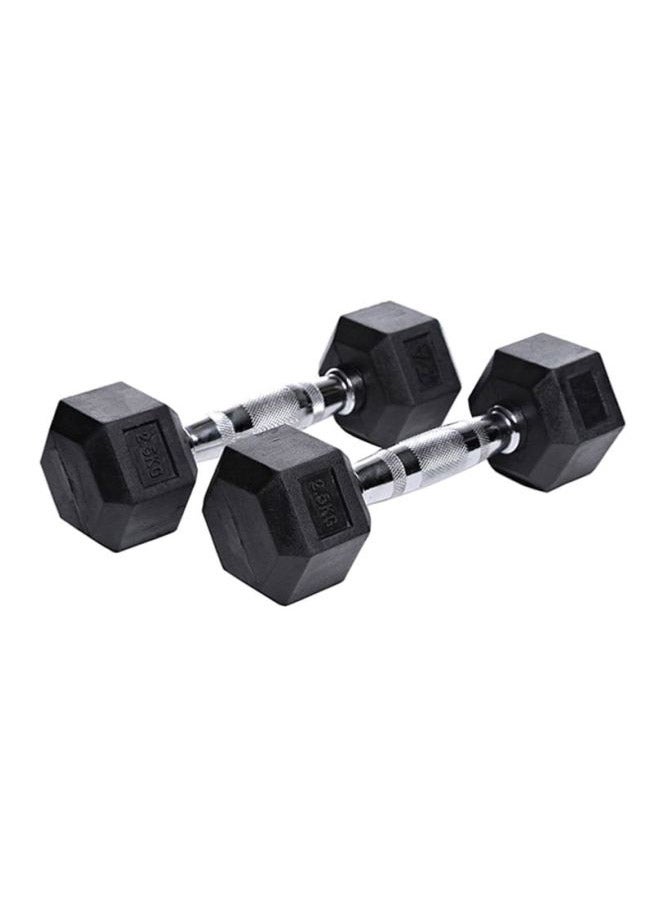 TA SPORTS 2-Piece Rubber Hexagonal Dumbbells Set 2x2.5 Kg 2x2.25kg  - Image 2