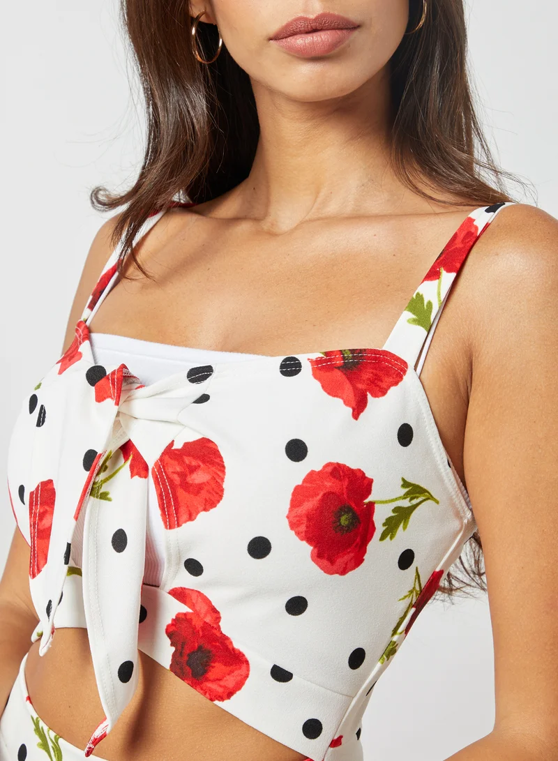 FOREVER 21 Floral Tie-Front Dress Multicolour