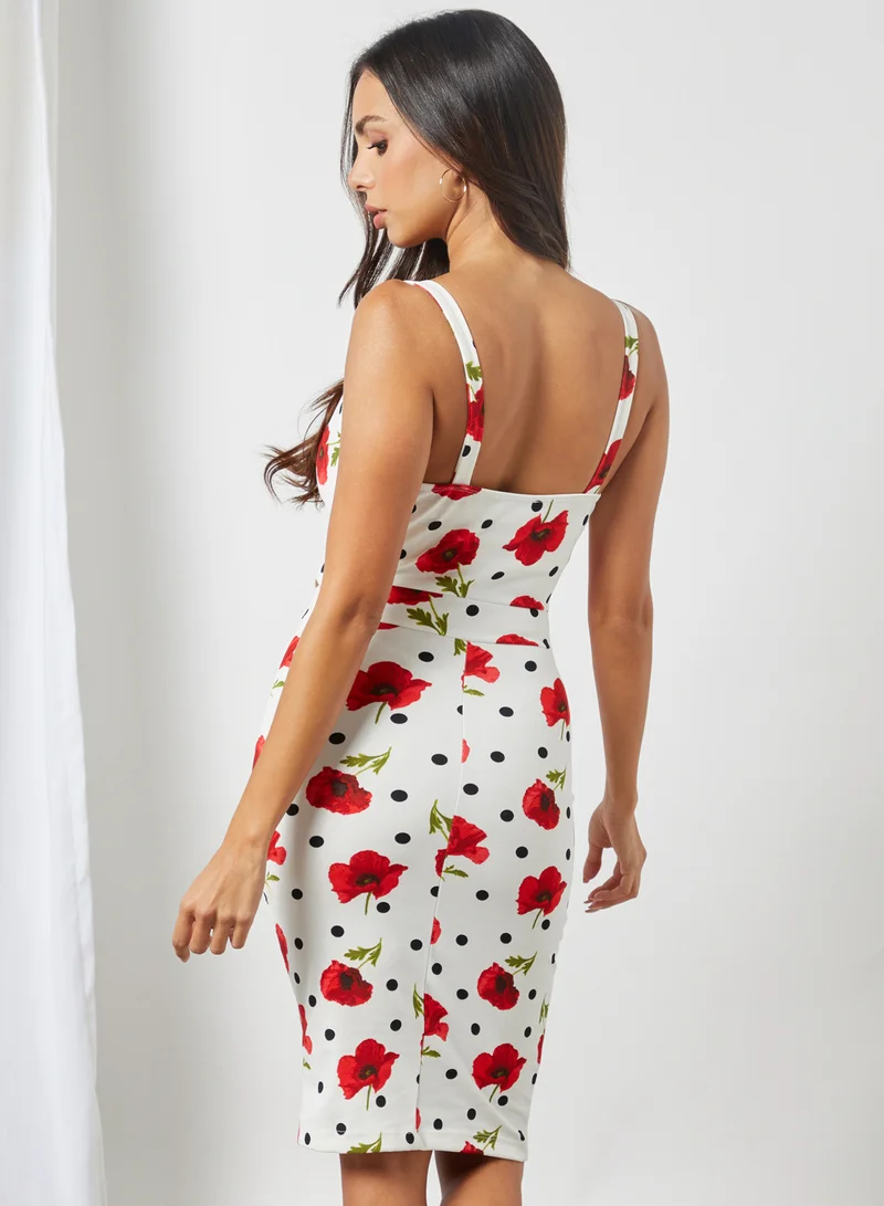 FOREVER 21 Floral Tie-Front Dress Multicolour