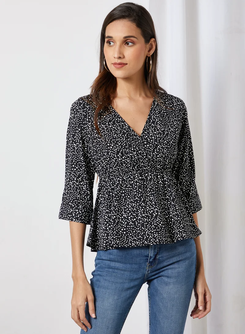 High Streets Polka Dots Print Blouse