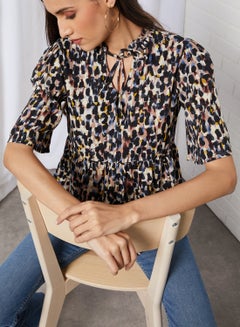 Printed Mandarin Neck Top Multicolour - v1604079937/N31873648V_1