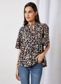 Printed Mandarin Neck Top Multicolour - v1604079937/N31873648V_2