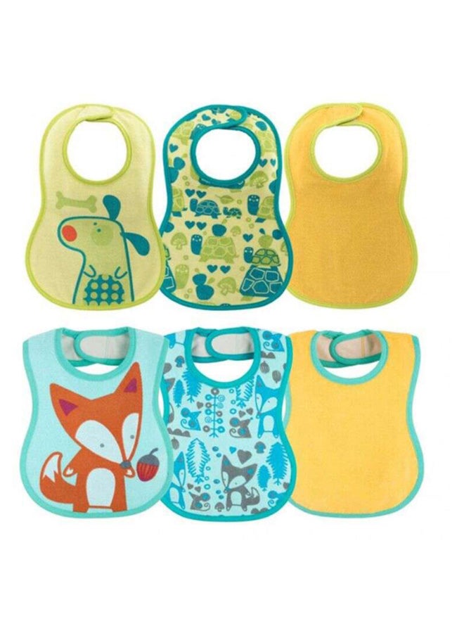 Chicco Weaning Bib, Pack Of 6 - Yellow/Blue/Green - Image 1