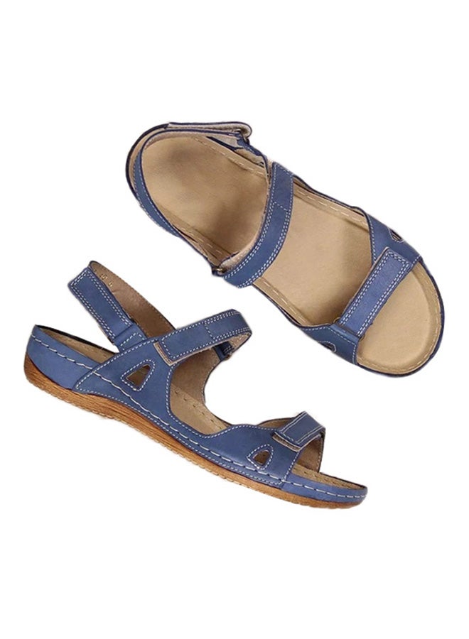 Double Strap Casual Sandals Blue/Brown 