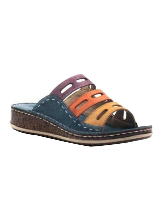 Open Toe Strapped Sandals Blue/Maroon/Orange - Image 1