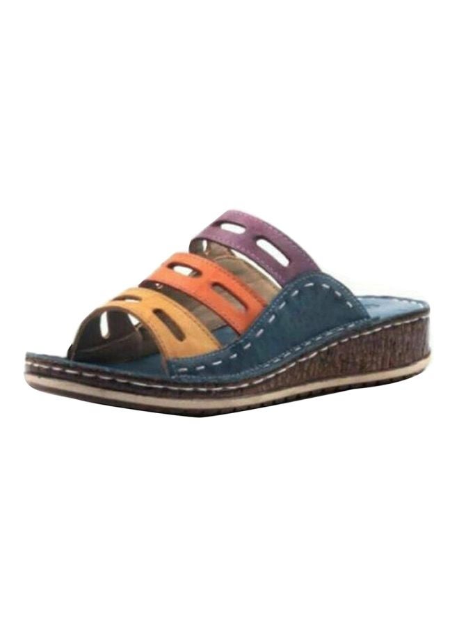 Open Toe Strapped Sandals Blue/Maroon/Orange - Image 2