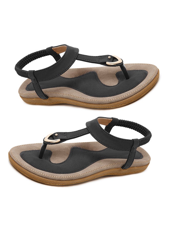 Strap Around Flat Sandals Black/Brown 