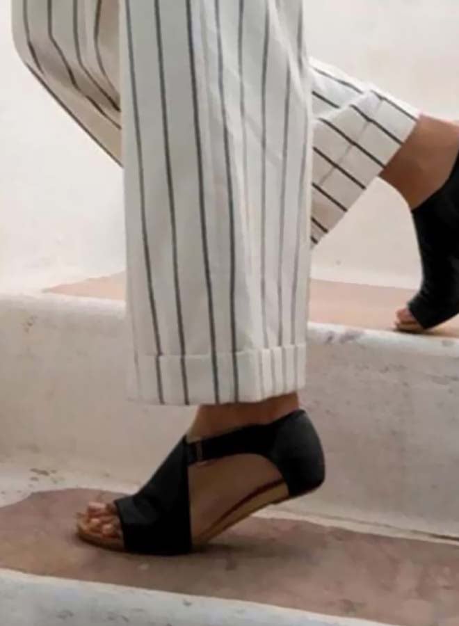 Side Belt Flat Sandals Black/Brown  - Image 3