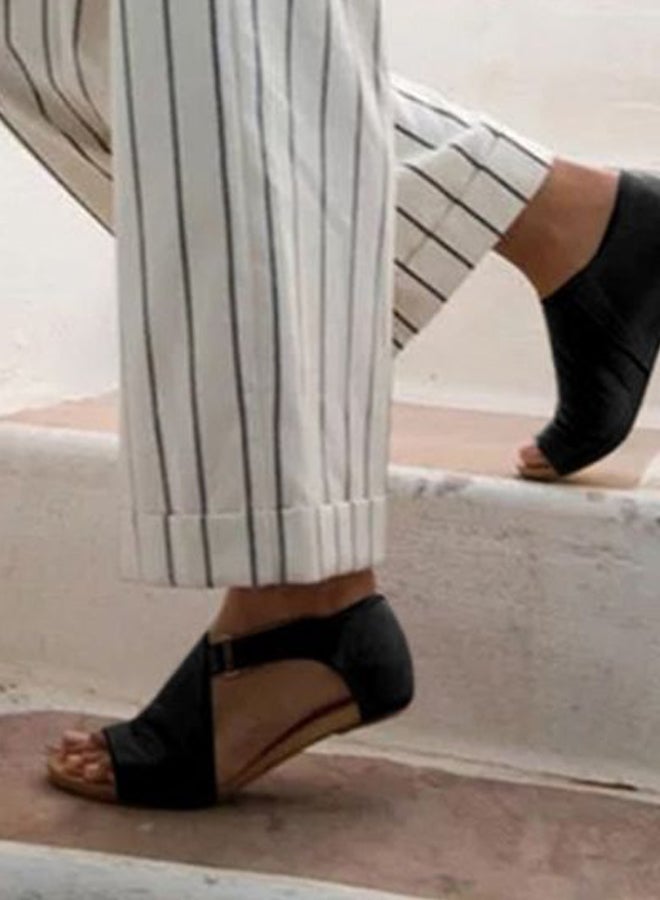 Side Belt Flat Sandals Black/Brown  - Image 2