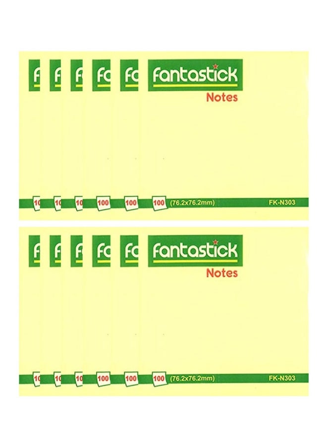 فانتاستيك مجموعة من 12 قطعة أوراق ملاحظات لاصقة أصفر - Image 2