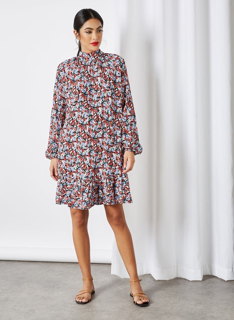 Y.A.S Carlton Mini Dress Black Flower Aop  - Image 1