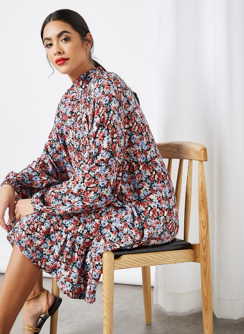 Y.A.S Carlton Mini Dress Black Flower Aop  - Image 2
