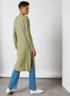 BRAVE SOUL Side Slit Cardigan Khaki  - Image 3