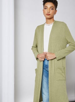 BRAVE SOUL Side Slit Cardigan Khaki  - Image 4