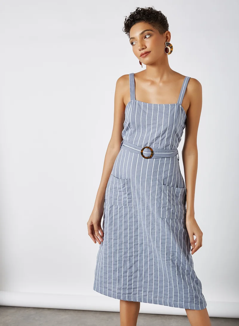 BRAVE SOUL Striped Midi Dress