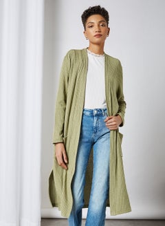 BRAVE SOUL Side Slit Cardigan Khaki  - Image 2
