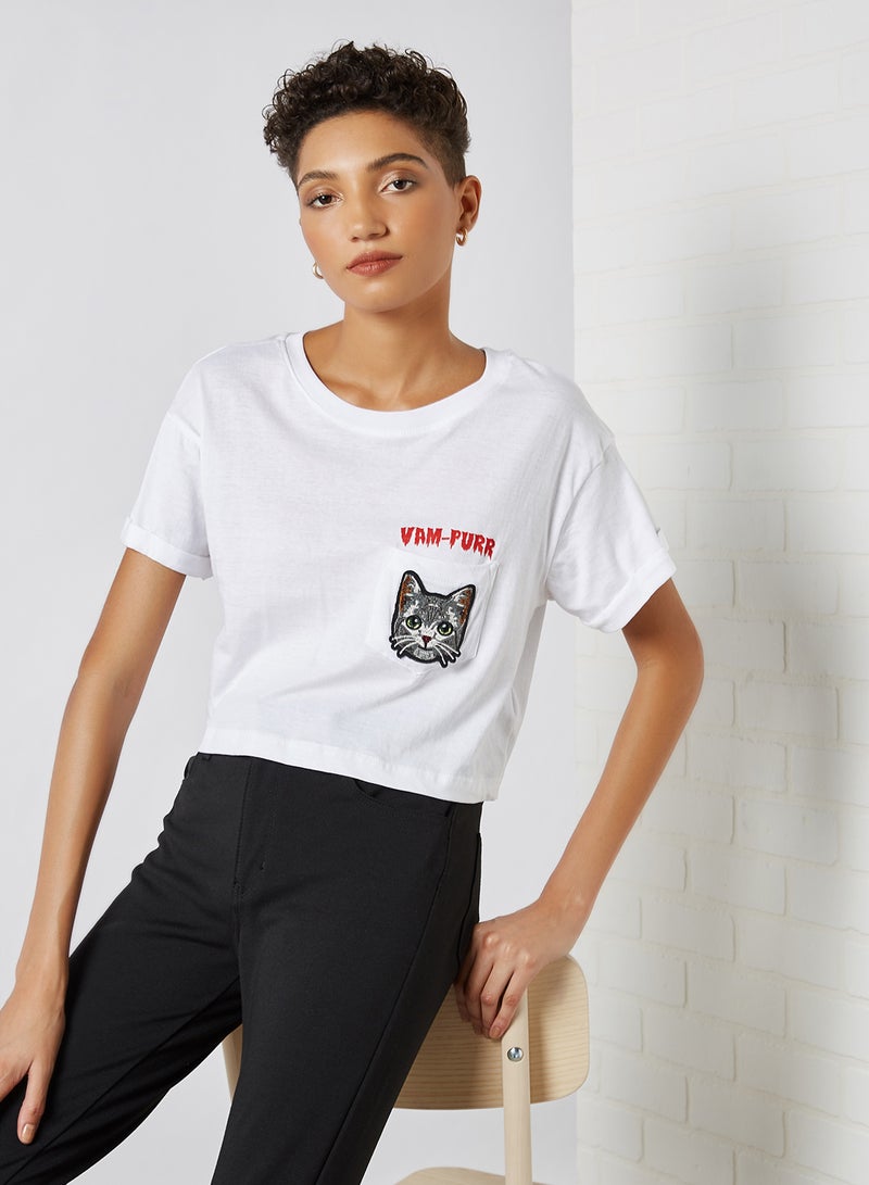 BRAVE SOUL Pocket Embroidered T-Shirt White  - Image 1