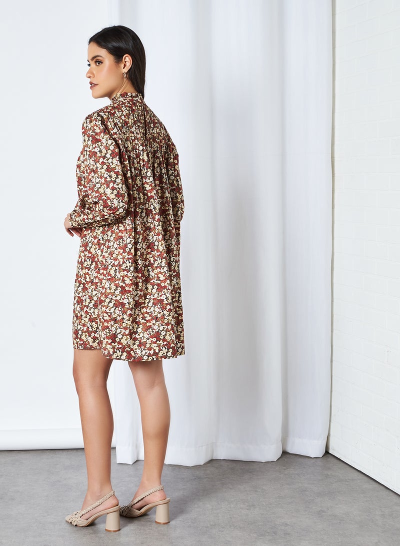 PIECES - High Neck Floral Print Dress Sky Captain - Image 1