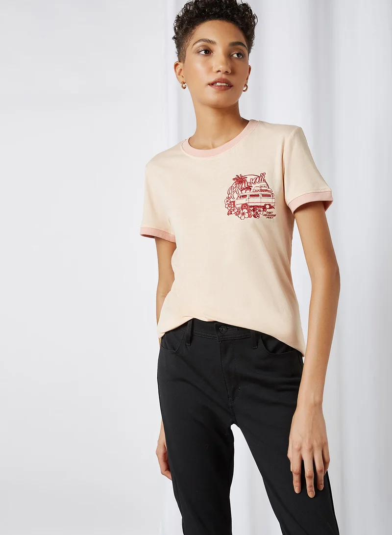 BRAVE SOUL Hawaii Embroidery Patch T-Shirt