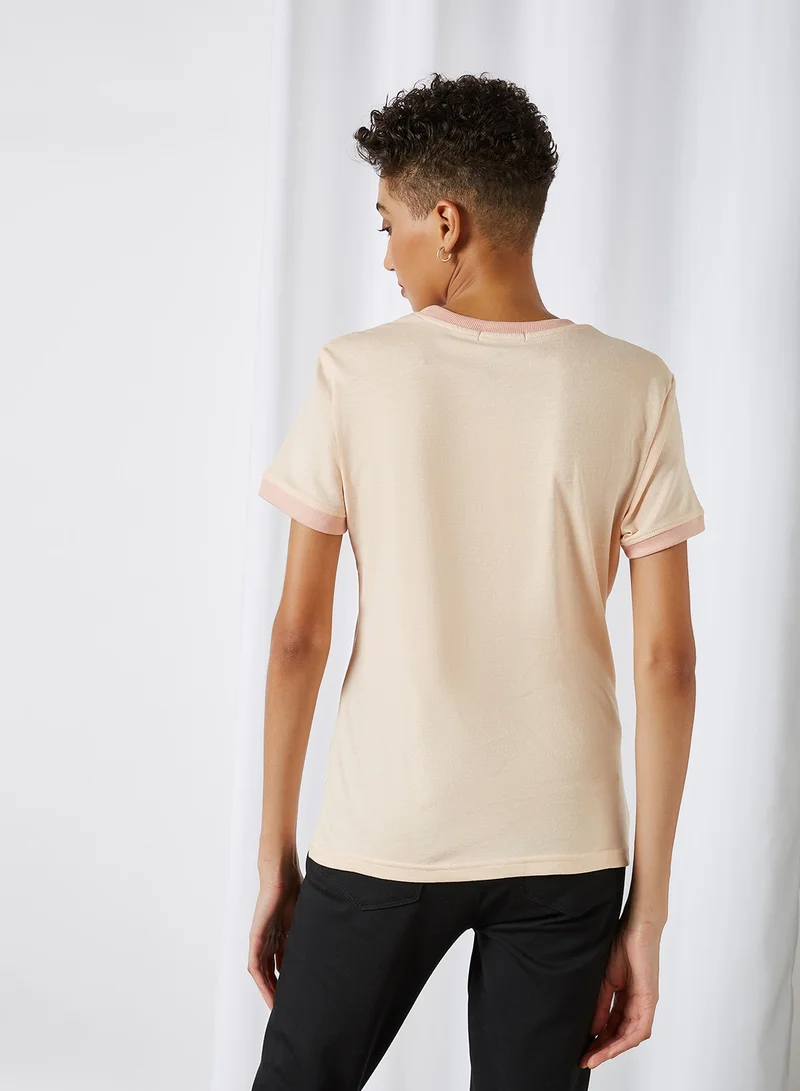 BRAVE SOUL Hawaii Embroidery Patch T-Shirt Rose/Coral