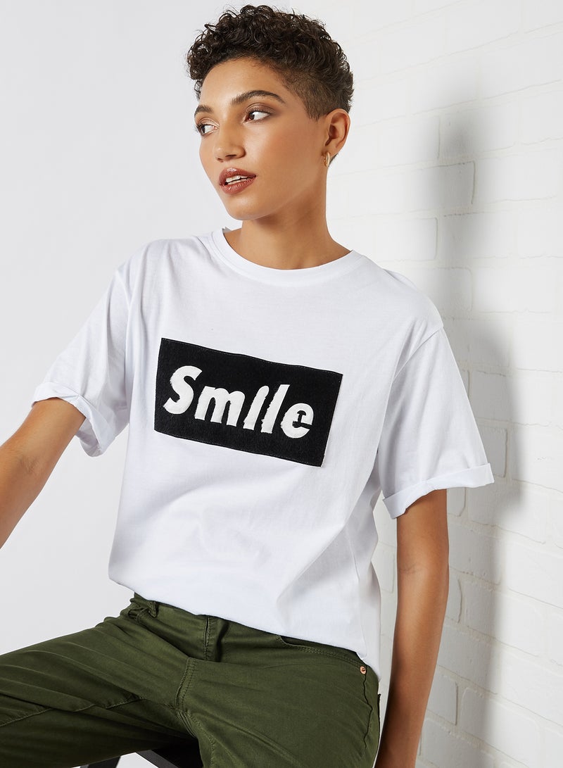 BRAVE SOUL Front Text T-Shirt White/Black  - Image 1