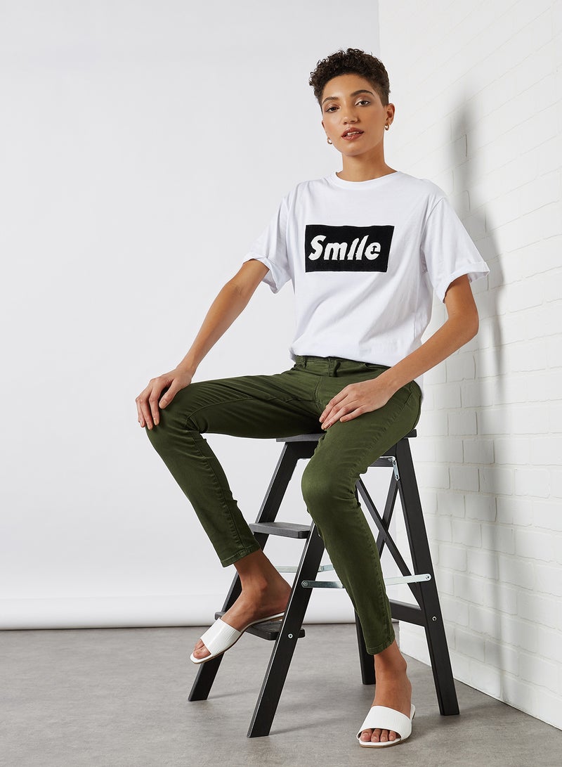 BRAVE SOUL Front Text T-Shirt White/Black  - Image 3