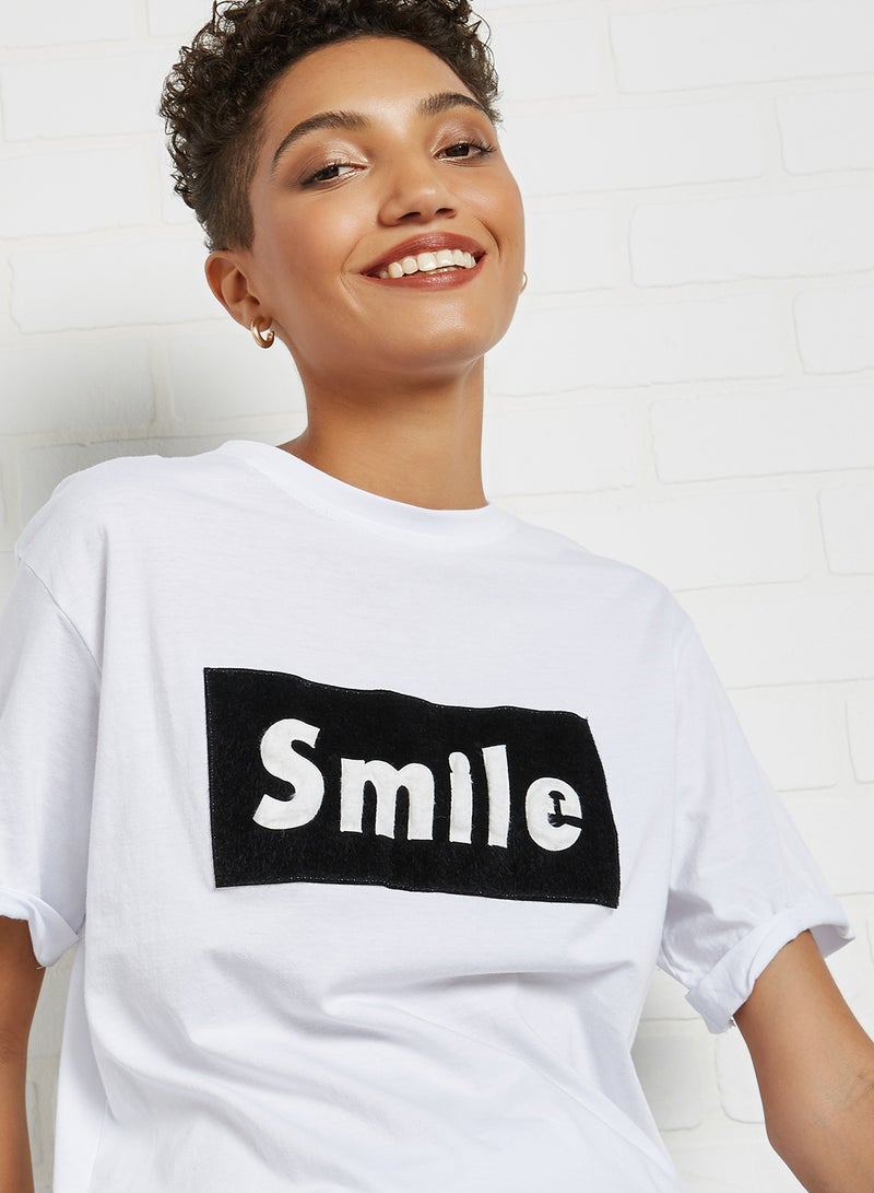 BRAVE SOUL Front Text T-Shirt White/Black  - Image 4