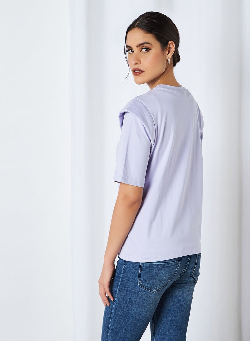 PIECES Padded Shoulder Top Purple Heather  - Image 2
