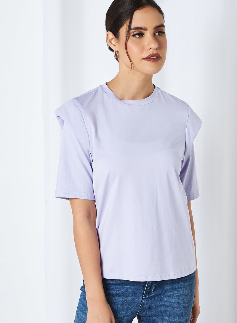 PIECES Padded Shoulder Top Purple Heather  - Image 1