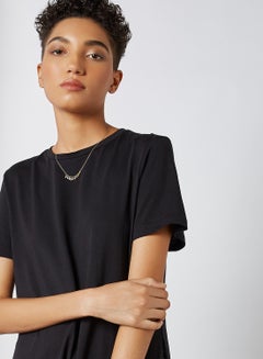 BRAVE SOUL Longline Side Slit T-Shirt Black  - Image 4