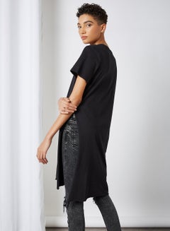 Longline Side Slit T-Shirt Black - v1604114038/N40952164V_3