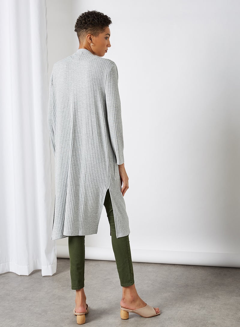 BRAVE SOUL - Side Slit Cardigan Grey Marl - Image 1